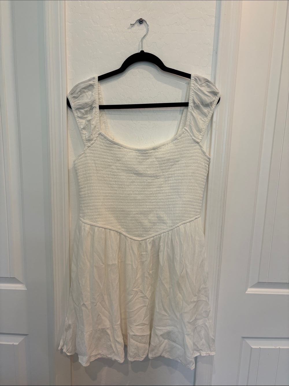 Aeropostale White Textured Square-Neck Dress